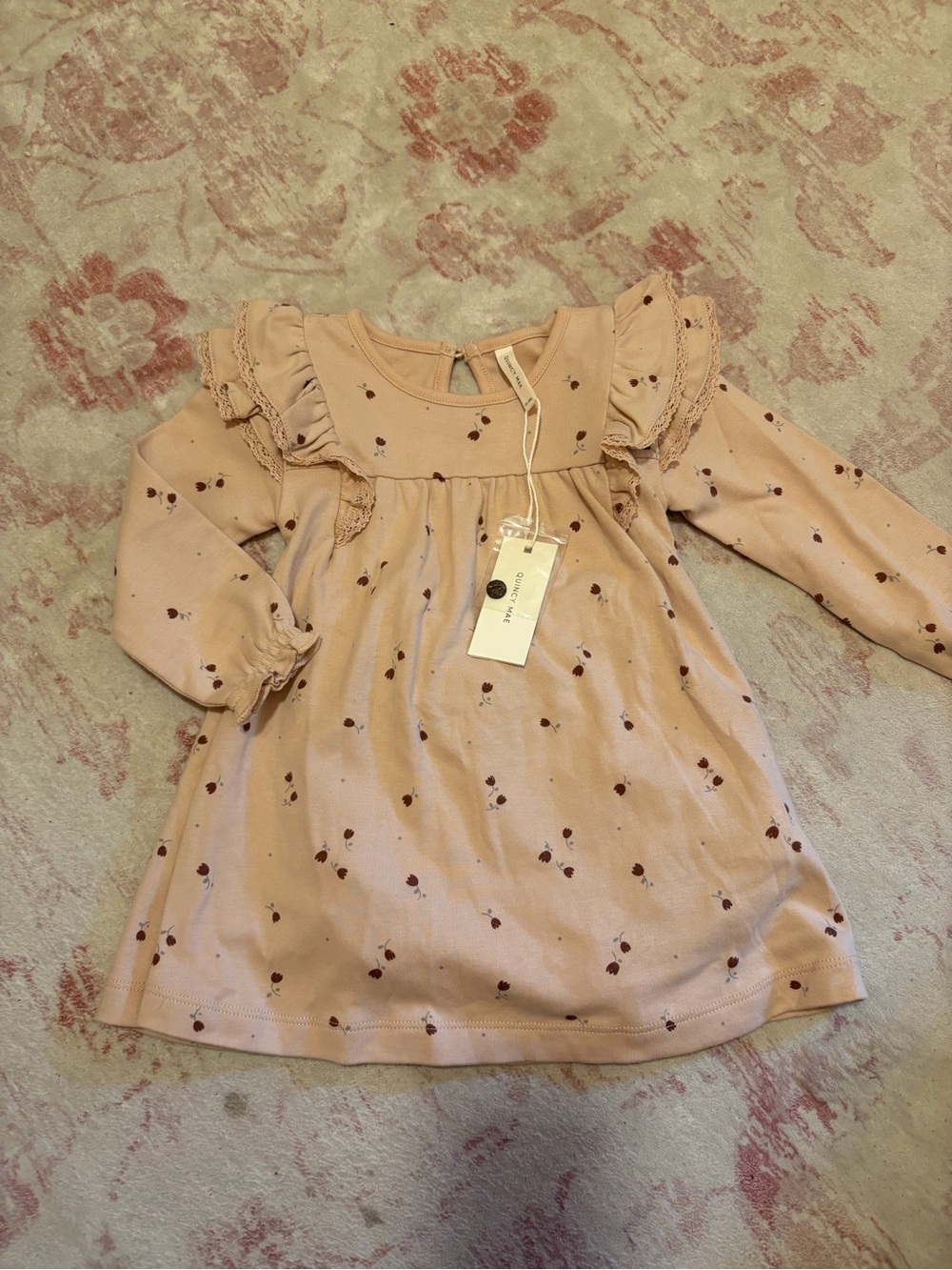 NWT Quincy Mae Blush Pink Ruffle Long-Sleeve Dress